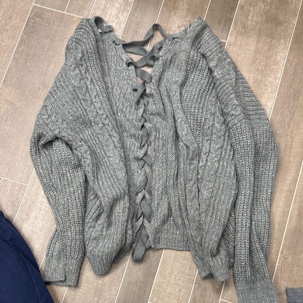 Gray Cable Knit Sweater
